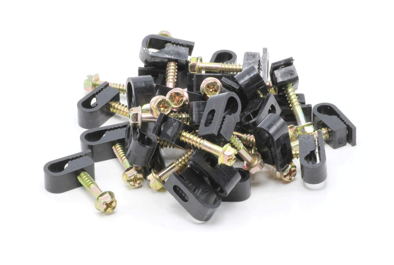 [AUSTRALIA] - THE CIMPLE CO - Single Coaxial Cable Clips, Cat6, Electrical Wire Cable Clip, 1/4 in (6 mm) Screw Clip and Fastener, Black (100 Pieces per Bag) 100 Pack