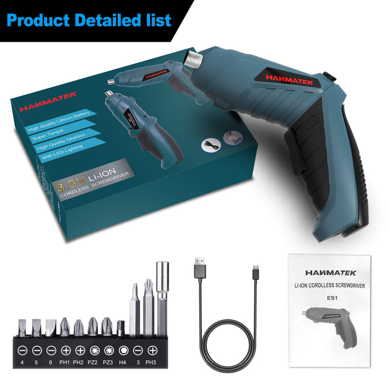  [AUSTRALIA] - HANMATEK Rechargable Cordless Screwdriver Kit with straight and pistol style Powerful Electric Screwdriver Small Screw Guns