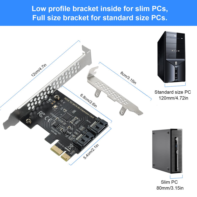  [AUSTRALIA] - BEYIMEI PCIe SATA Card 2 Ports, PCI-E to SATA Expansion Card,6Gbps PCI-E (2X 4X 8X 16X) SATA 3.0 Controller Card for Windows10/8/7/XP/Vista/Linux,Support SSD and HDD 2SATA