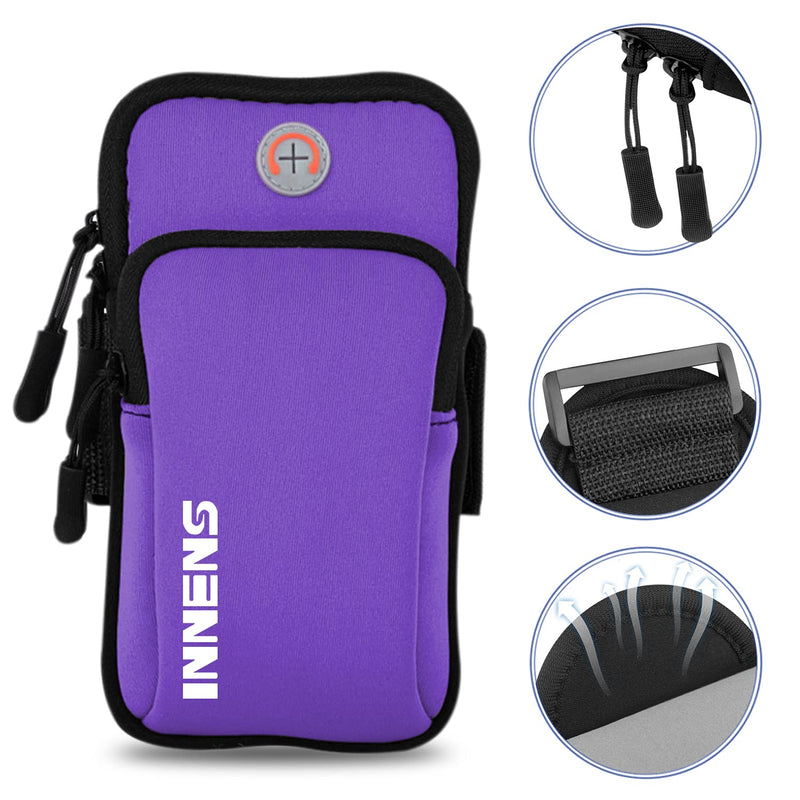  [AUSTRALIA] - Innens Cell Phone Running Armband for iPhone 13 11 Pro 11 XS XR 8, Galaxy S20 S10 S9,Sports Phone Holder with Adjustable Band and Earphone Jack for Hiking Biking Walking (6.1inch Purple) 6.1inch Purple