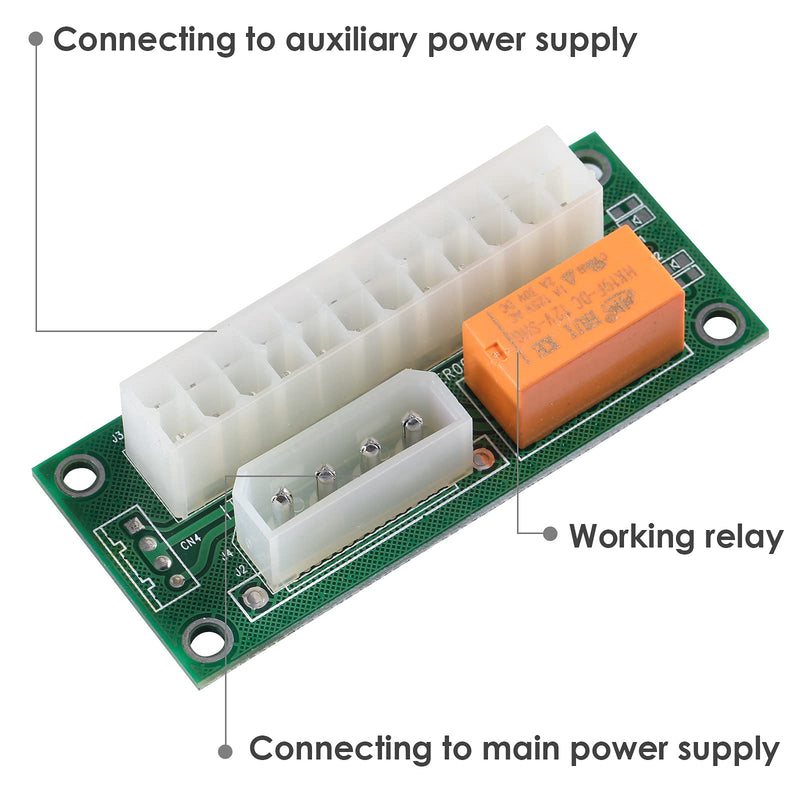  [AUSTRALIA] - MZHOU 2 Pack Dual PSU Multiple Power Supply Adapter,add2psu ATX 24 pin to Molex 4Pin Connector(2pcs) 24PIN -4 PIN