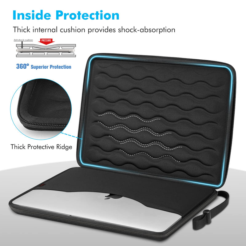  [AUSTRALIA] - Fintie 13-14 Inch Laptop Sleeve Case for MacBook Pro 14 A2442, MacBook Air 13.6 A2681, MacBook Air 13, MacBook Pro 13, iPad Pro 12.9 - Shockproof EVA Carrying Bag for Up to 14" Laptop Tablet, Black 13.3 Inch