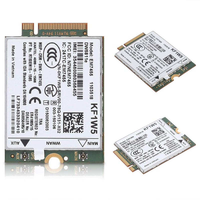  [AUSTRALIA] - EM7455 Card, Wireless 4G LTE WWAN NGFF Module for Dell Latitude, 300 Mbps Max Download Speed, PCIe M.2 Form Factor