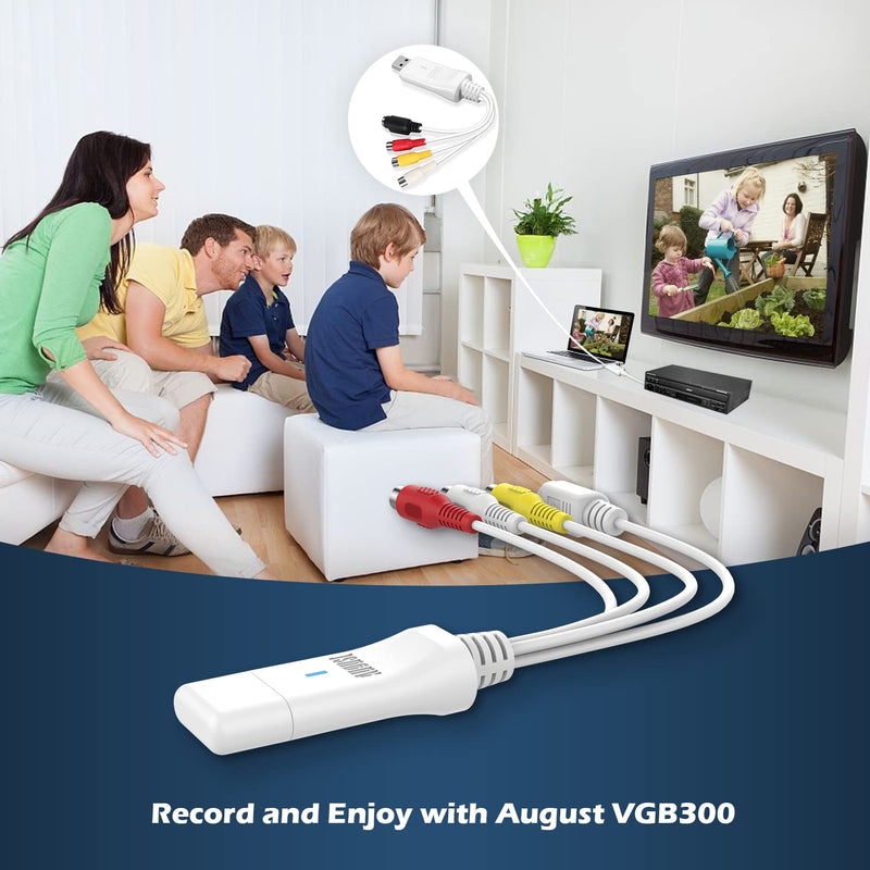  [AUSTRALIA] - External USB Video Capture Card - August VGB300 - Transfer VHS Home Videos to Mac OS and PC Windows - S-Video and Composite in