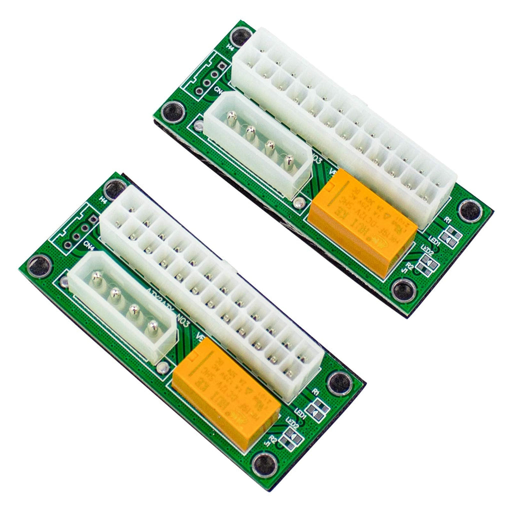  [AUSTRALIA] - 2-Pack Add2PSU Multi Power Supply Adapter, ATX 24Pin Molex 4Pin Multiple PSUs Power Supply Connector Dual Synchronous Boot Card for BTC Miner