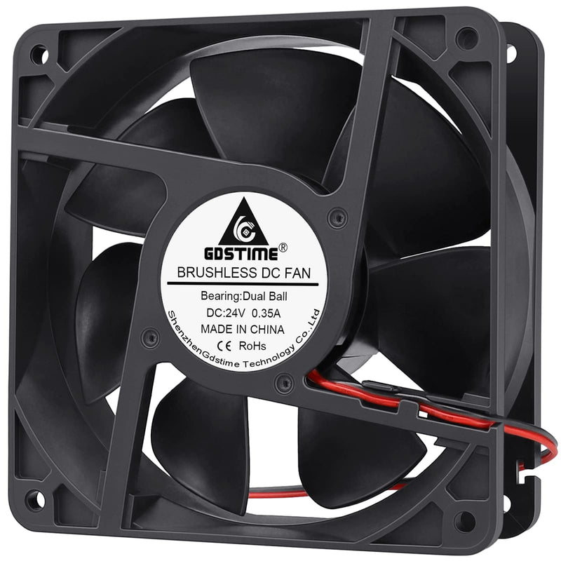  [AUSTRALIA] - GDSTIME Dual Ball Bearings 1238 Cooling Fan, 120mm x 38mm 24V DC 125CFM Brushless Cooler Fan