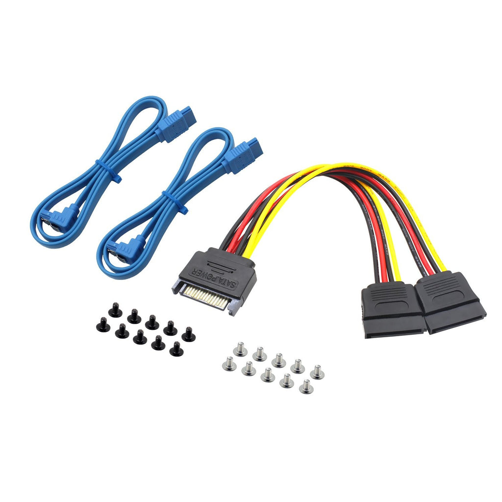  [AUSTRALIA] - Mcsher 20" Inch 6Gbps SATA 3 Data Cable SATA to SATA Power Splitter Cord Mounting Screws Set/HDD SSD SATA Hard Drive Connection Kit