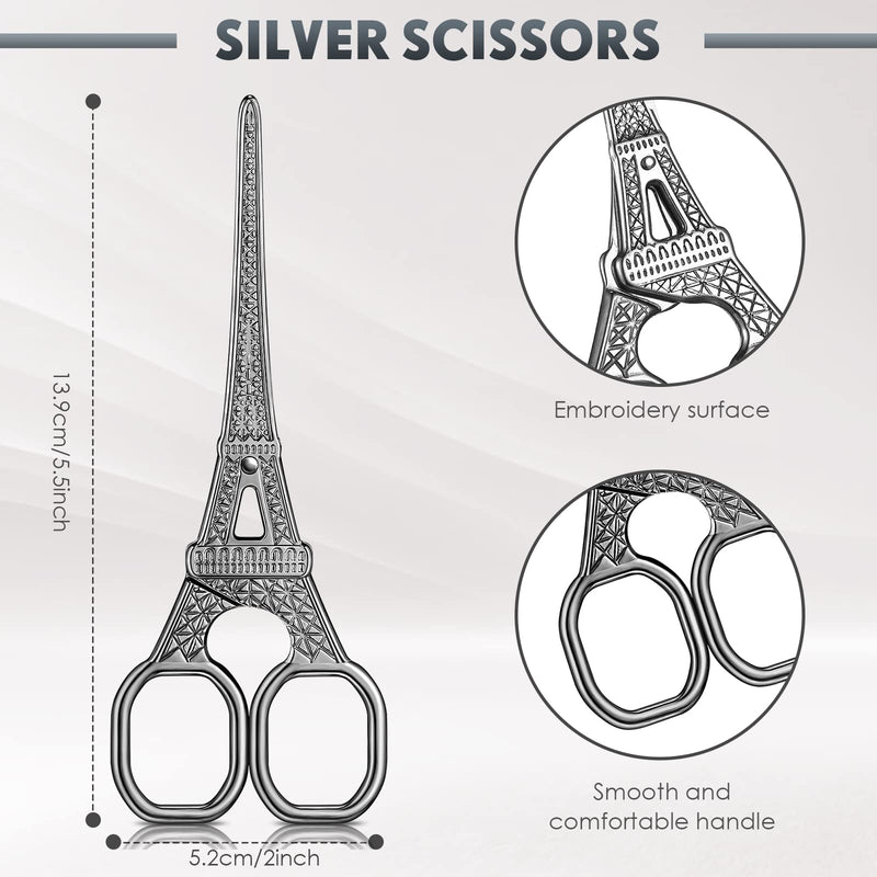  [AUSTRALIA] - 3 Pieces Scissors and Letter Opener Set Include 1 Pieces Metal Envelope Opener Slitter and 2 Pieces Eiffel Tower Embroidery Scissors Craft Scissors for Office Home School Supplies (Silver)