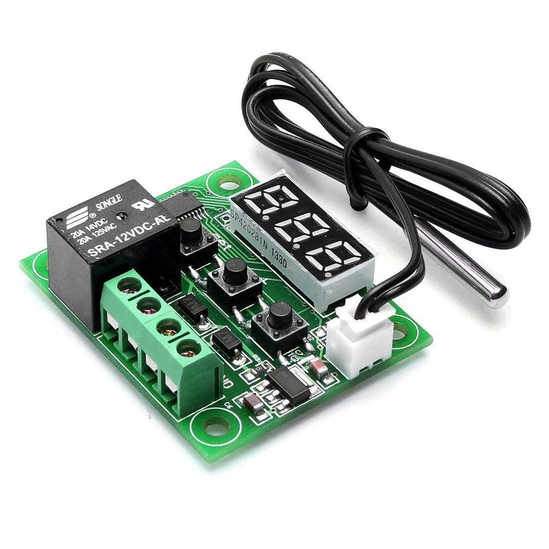  [AUSTRALIA] - HiLetgo 2pcs W1209 12V DC Digital Temperature Controller Board Micro Digital Thermostat -50-110°C Electronic Temperature Temp Control Module Switch with 10A One-channel Relay and Waterproof No Case