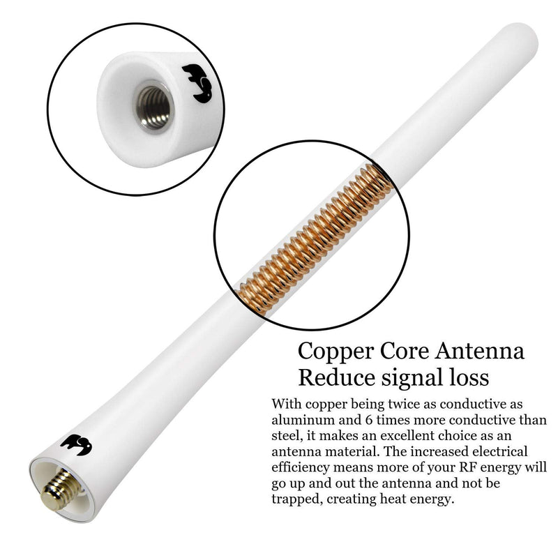  [AUSTRALIA] - ONE250 7" inch Flexible Copper Core Antenna, Compatible with Toyota Tundra (1999-2023), Toyota Tacoma (1995-2016), Toyota FJ Cruiser (2007-2015) - Designed for Optimized FM/AM Reception (White) White