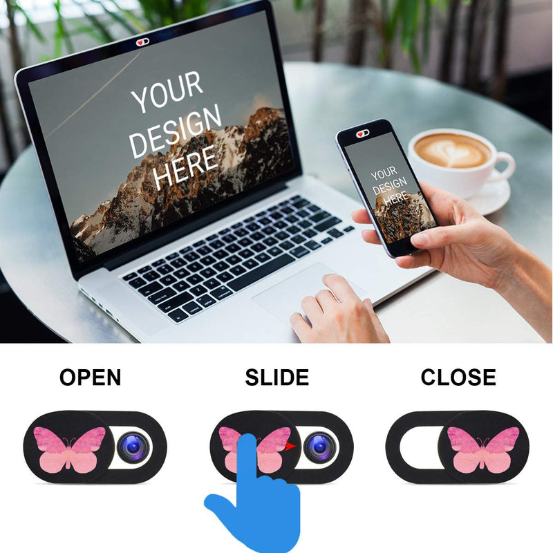 [AUSTRALIA] - Webcam Cover Slide 6 Packs Ultra-Thin Camera Covers for Computer Laptop Desktop Smartphone to Protect Your Privacy and Security, Butterfly Butterfly 6 Packs