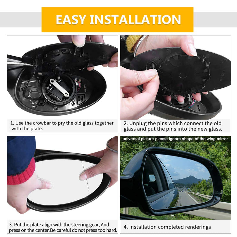 X AUTOHAUX Car Passenger Right Rearview Mirror Glass Heated with Backing Plate for Mercedes-Benz S430 2000-2003 - LeoForward Australia