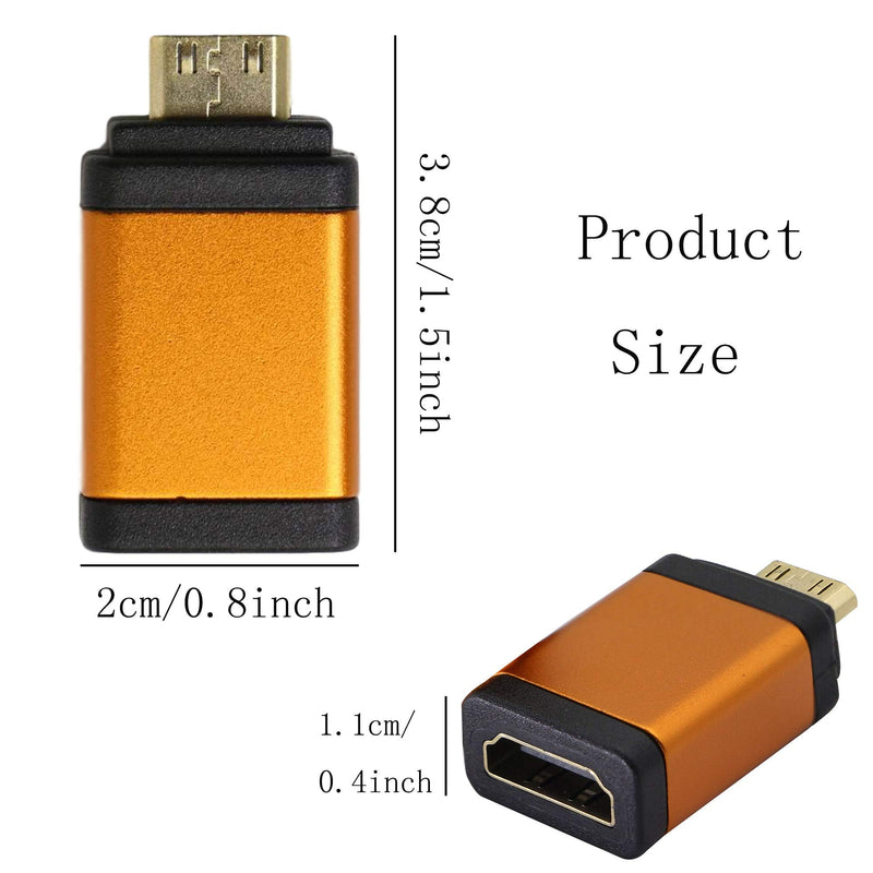 [AUSTRALIA] - Mini HDMI to HDMI Adapter 2-Pack Mini HDMI Male to HDMI Female 4kx2k Gold Plated Adapter for Raspberry Pi, Camera, Camcorder, DSLR, Tablet, Video Card (Orange) Orange(hdmi to mini hdmi)