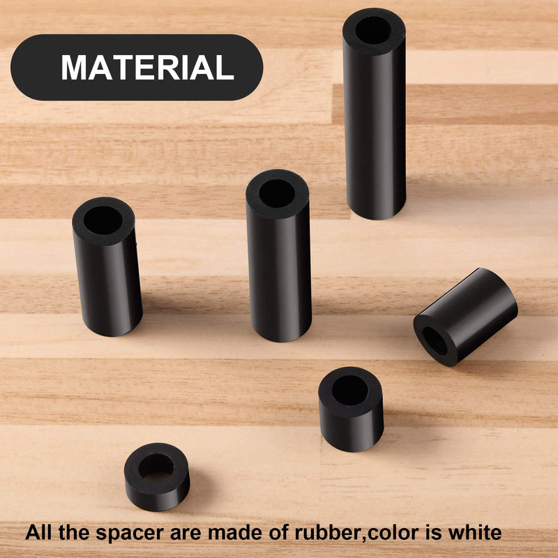  [AUSTRALIA] - 120 Pieces Outlet Screw Spacers Rubber Round Spacer for Electrical Screws Switch and Receptacle, 6 mm Inner Diameter, 6 Different Length (Black) Black