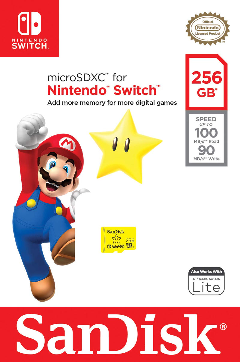 SanDisk 256GB microSDXC Card, Licensed for Nintendo Switch - SDSQXAO-256G-GNCZN Super Mario Super Star - LeoForward Australia