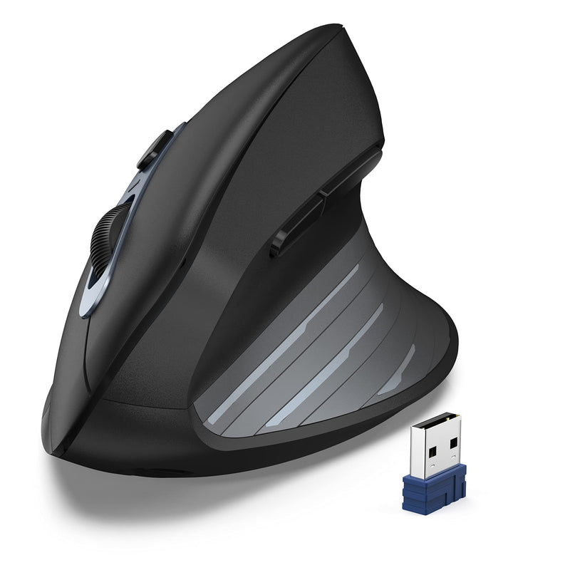  [AUSTRALIA] - Updated 2022 Version Megalodon Ergonomic Wireless Mouse, 2.4G Computer Vertical Carpal Tunnel Mouse, Rechargeable Mouse 3 Adjustable,4 Buttons for PC,Laptop, MAC ,Windows(Bluetooth or USB) (Black) Black