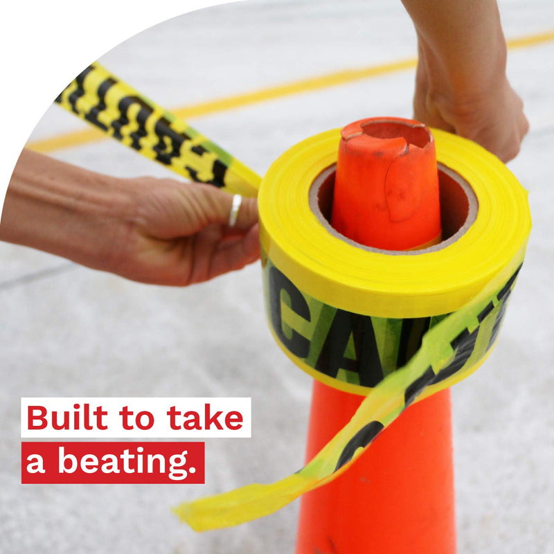  [AUSTRALIA] - XFasten Caution Tape Roll, Non Adhesive, 3-Inch x 1000-Foot Yellow Black Barricade Safety Tape- High Visibility for Workplace Safety