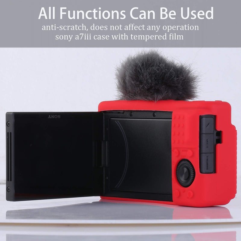  [AUSTRALIA] - Yisau Camera Case for Sony ZV-1, Sony ZV1 Camera Case Digital Camera Anti-Scratch Slim Fit Soft DSLR Camera Sleeve with ZV1 Screen Protector (Red) Red