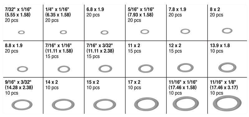  [AUSTRALIA] - Performance Tool W5201 270 Pc HNBR O-Ring Assortment 270pc HNBR O-Ring Assortment