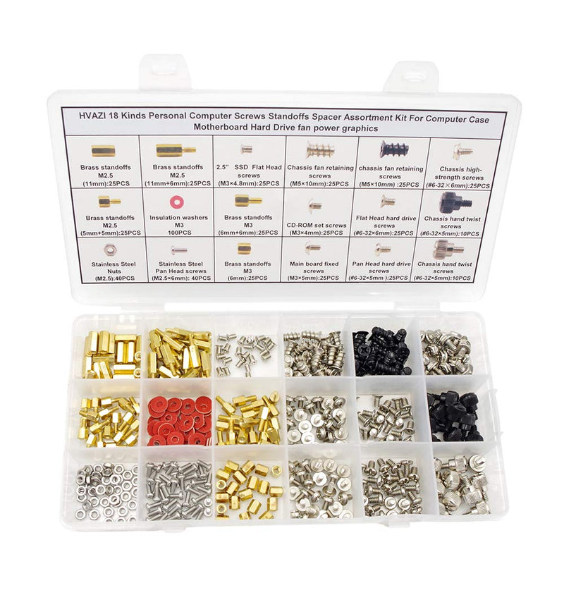  [AUSTRALIA] - HVAZI 18 Kinds Personal Computer Screws Standoffs Spacer Assortment Kit for Computer Case Motherboard Hard Drive Fan Power Graphics