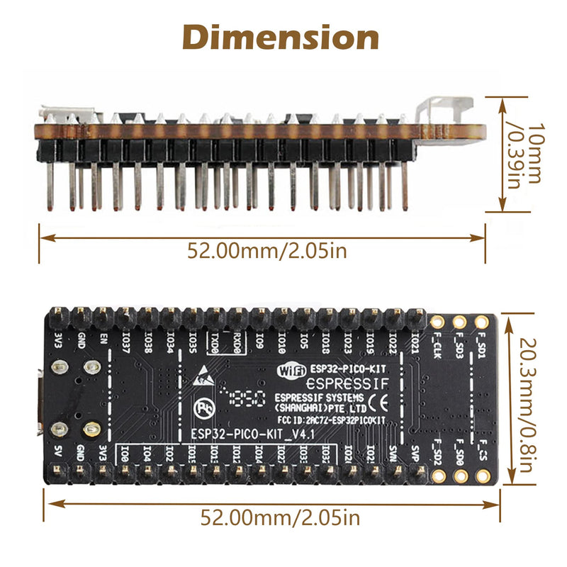  [AUSTRALIA] - Wishiot 2Pcs Esp32-Pico-Kit V4.1 Development Board Esp32 WiFi+Bluebooth Microcontroller Onboard Esp32-Pico-D4 Sip Module Male Header Version for Arduino