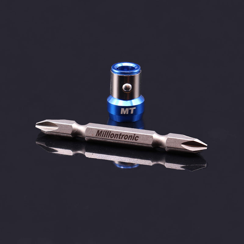  [AUSTRALIA] - 1 Magnetic Screwlock Sleeve and Double Head Phillips PH2 Screwdriver Bit. Accepts All 1/4" Screwdriver & Impact Bits. Precision CNC Machined S2 Steel & Aluminum. Strong Neodymium Magnet Rings Blue