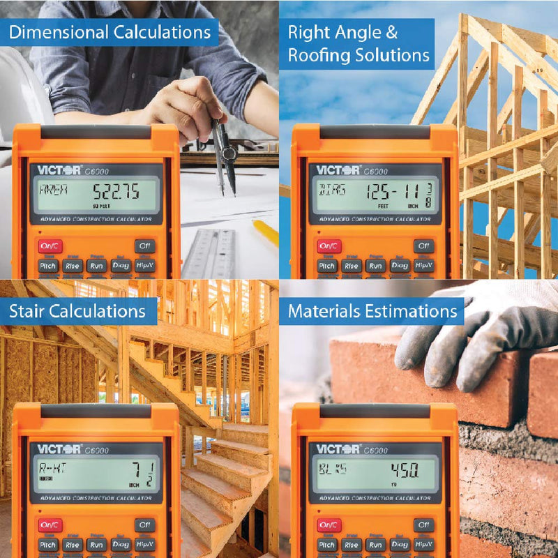  [AUSTRALIA] - Victor C6000 Advanced Construction Calculator with Protective Case Displays in Fractional or Dimensional Forms Perfect for Carpenters, Renovators,Builders, Contractors, Estimators