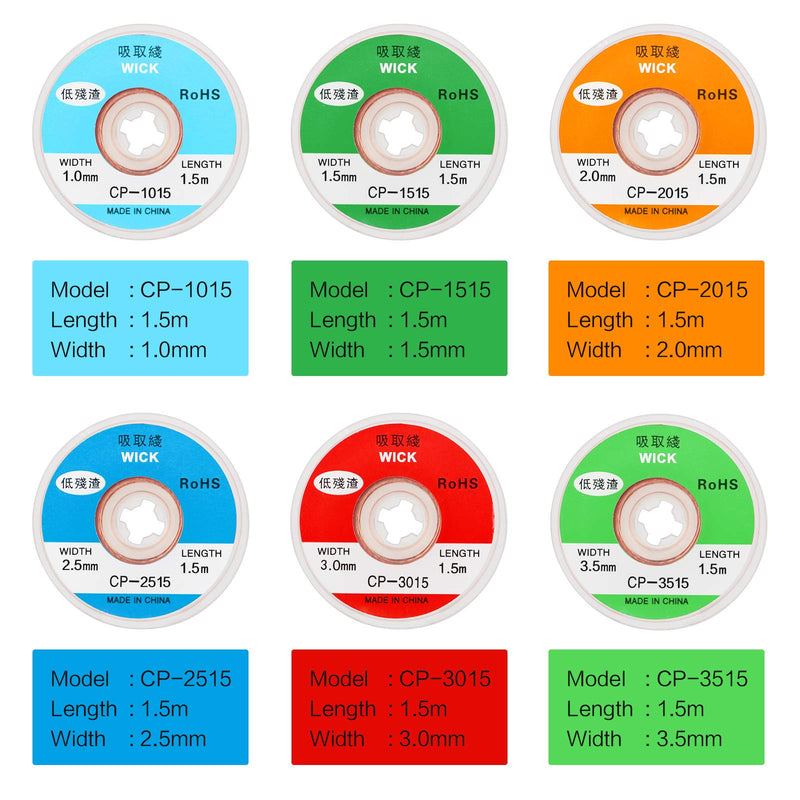  [AUSTRALIA] - 7 Rolls Desoldering Braid Desoldering Wire Desoldering Braid with Flux Soldering Wick Desoldering Braid Wire Desoldering Braid Wire Solder Solder Remover Soldering Iron Station (Size: 1.0/1.5/2.0/2.5/3.0/3.5mm)