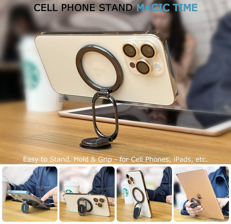  [AUSTRALIA] - Magnetic Phone Ring Holder with Magsafe, Double Adjustable Gym Finger Ring Grip and Stand, Removable Phone Grip, for iPhone, iPad and Smartphones, Compatible with Magnetic Car Mount (Colorful) colorful