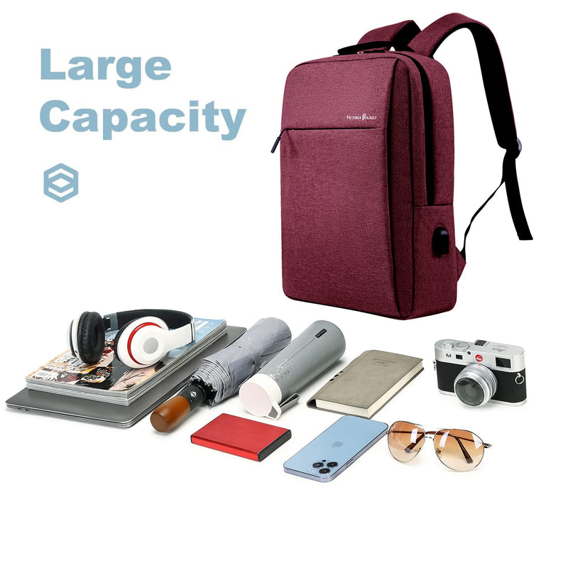  [AUSTRALIA] - Laptop Backpack for Girls, Womens High School Backpack with USB Port for School Supplies and College Accessories, Water Resistant Daypack Cute Book Bag for Teens and Ladies Fit 15.6 In Computer（Red） 15.6 inch Red