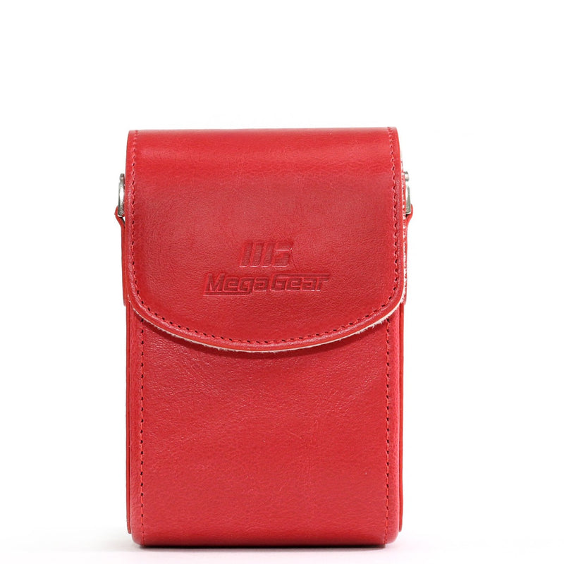  [AUSTRALIA] - MegaGear Leather Camera Case with Strap Compatible with Nikon Coolpix A1000, A900 Red