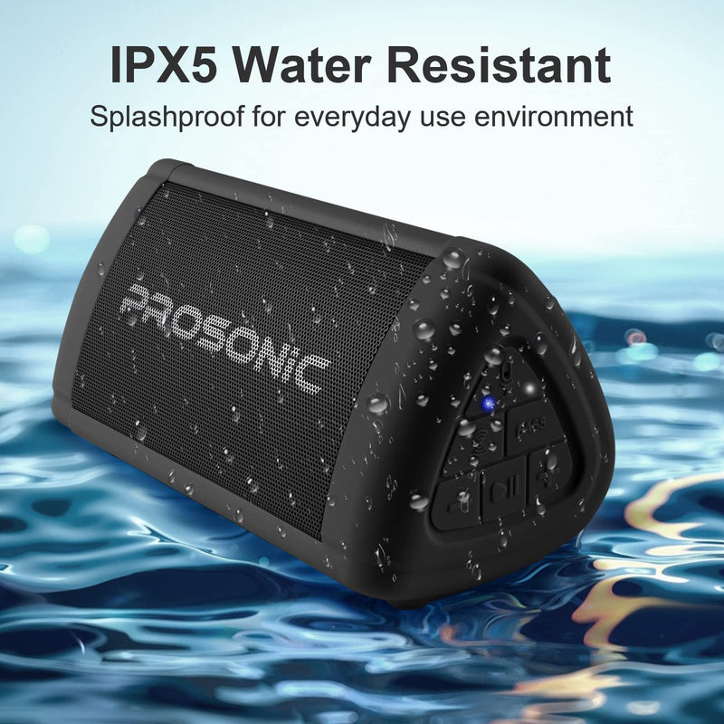  [AUSTRALIA] - Prosonic BT3 Portable Wireless Bluetooth Speaker with 10W Stereo Sound & Bass Boost -Rich Sound & Intense Bass -Bluetooth 5.0 -Microphone -IPX5 - in & Outdoor Speaker (Black) Black