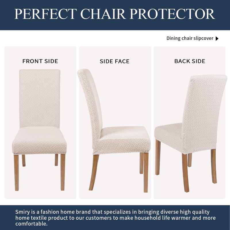  [AUSTRALIA] - smiry Stretch Dining Room Chair Covers Soft Removable Dining Chair Slipcovers Set of 2, Twill Beige Twill Beige 2
