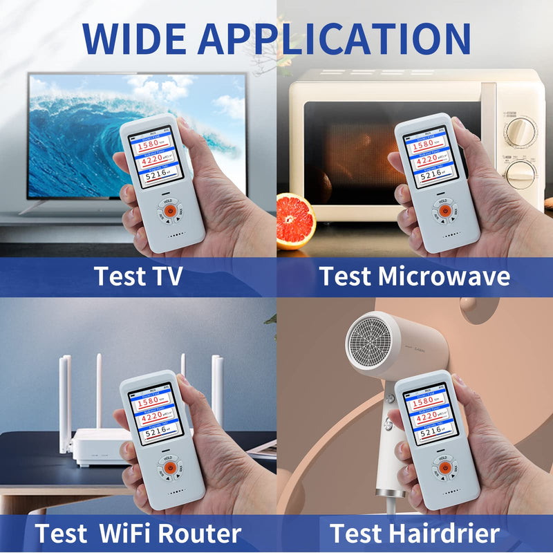  [AUSTRALIA] - CHNADKS EMF Meter, EF/MF/RF Meter, Rechargeable Electromagnetic Radiation Detector, Digital/Graphic EMF Radiation Meter, Electrosmog Meter for Home, Indoor and Outdoor Use White