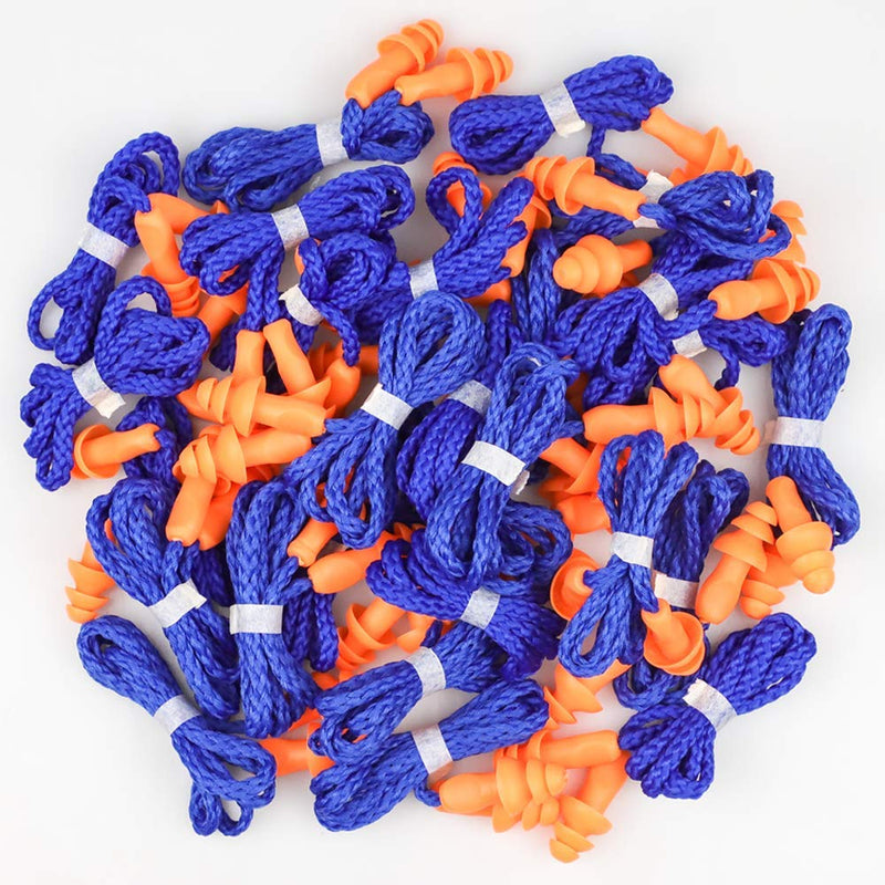  [AUSTRALIA] - 50 Pairs Ear Plugs for Sleeping, Hearing Protection Reusable Silicone Ear Plugs Noise Reduction, Individually Wrapped Earplugs for Shooting, Concerts, Swimming Orange&blue 50 Pair (Pack of 1)