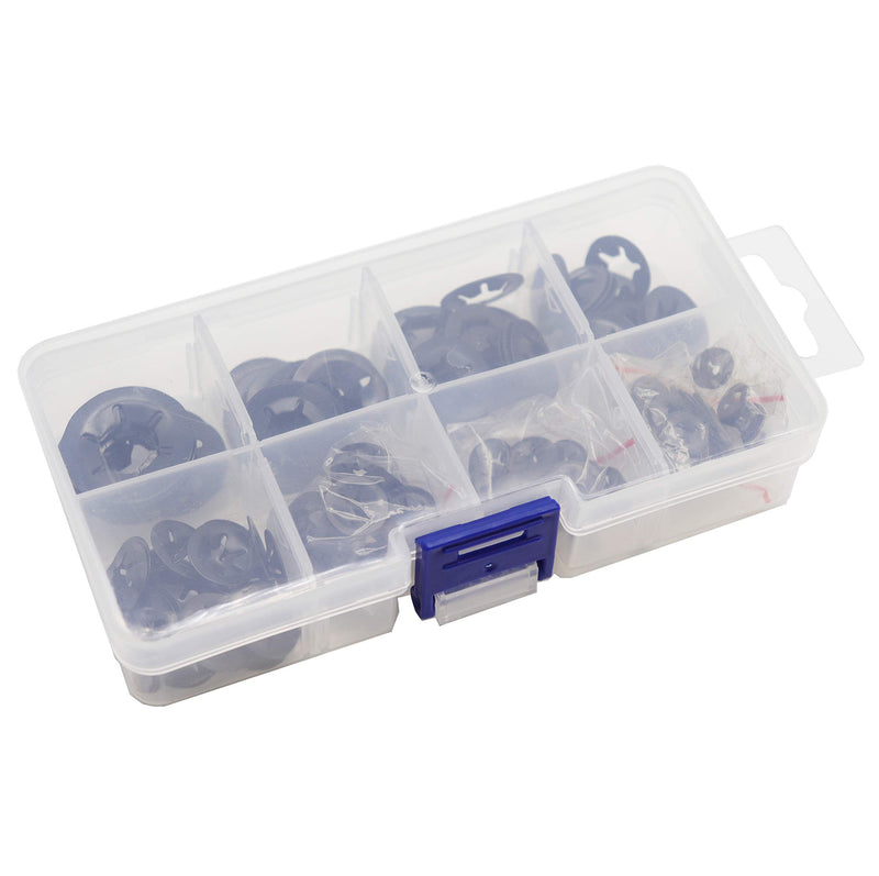  [AUSTRALIA] - 260pcs[9 Sizes] Black Starlock Internal Tooth Lock Washers Assortment Kit, M2/ M2.5/ M3/ M4/ M5/ M6/ M8/ M10/ M12