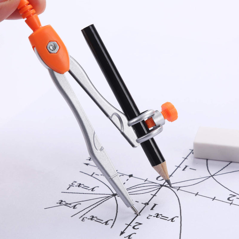 Unjoo Math Geometry Kit Sets 10 Piece Student Supplies with Shatterproof Storage Box,Includes Rulers,Protractor,Compass,Eraser,Pencil Sharpener,Lead Refills,Pencil,for Drafting and Drawings（Orange） Orange - LeoForward Australia