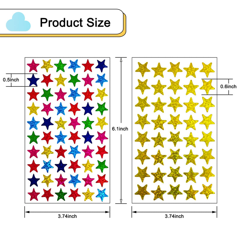  [AUSTRALIA] - 2400 Counts Teacher Incentive Stickers for Kids, Classroom Reward Stickers for Teacher Supplies, Self Adhesive Sparkle Star Stickers for Home, School, DIY and Office Decoration(0.5inch)