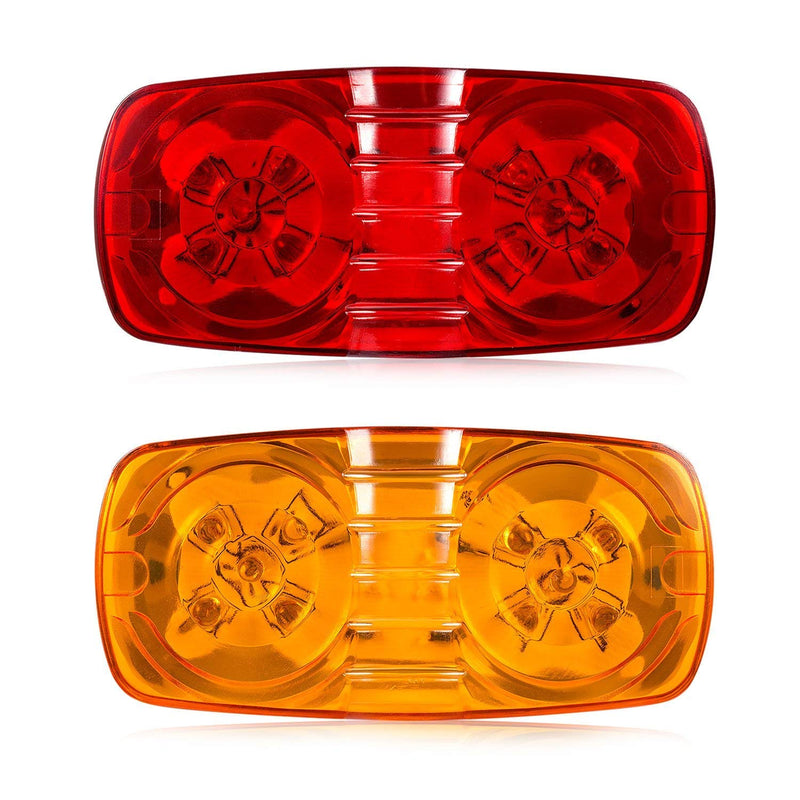  [AUSTRALIA] - NPAUTO Trailer Lights Double Bullseye Amber & Red 10 LED Trailer Side Marker Light for Truck RV Boat Camper Trailers [7 Red & 7 Amber]