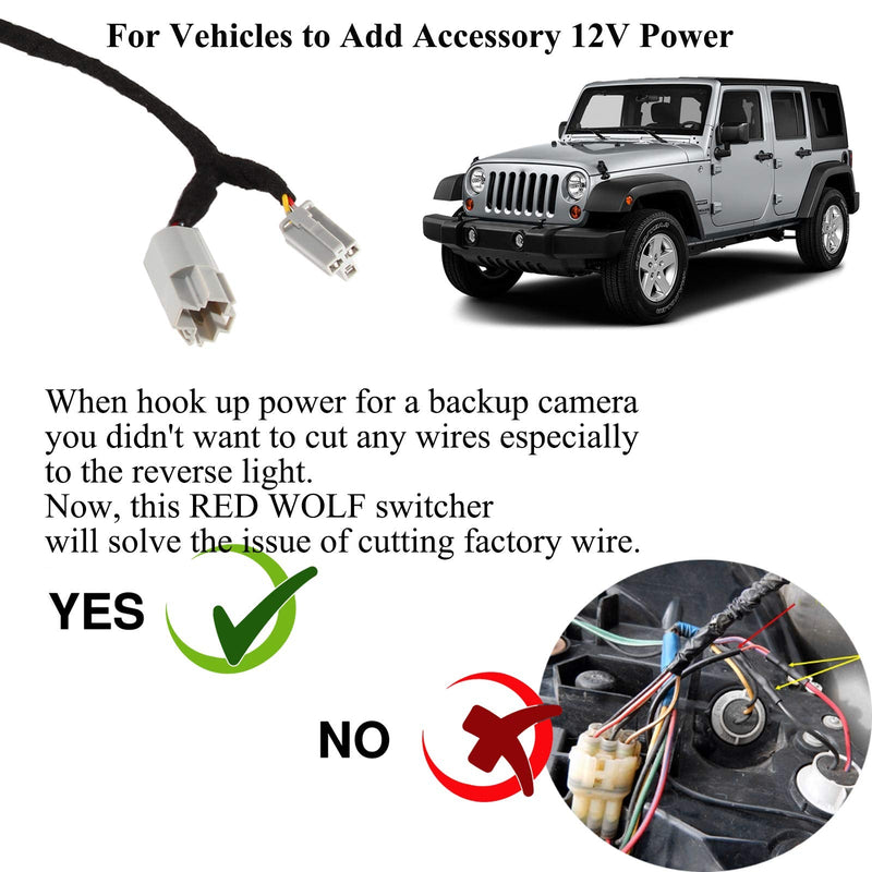  [AUSTRALIA] - RED WOLF 12 Volt Power Adapter Wiring Harness Switch Connector Plug w/Fuse for Chrysler Dodge Ram 2001-2022 Power Outlet to Add Backup Camera CB Radio Radar Detectors Portable GPS