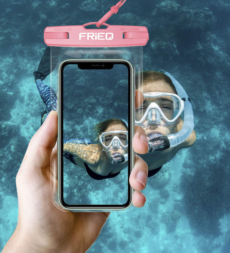  [AUSTRALIA] - Waterproof Case 2 Pack for iPhone 13/13 Pro Max/12/12 Pro/SE/Xs Max/XR/8P/7 Galaxy up to 7" (Black and Pink)