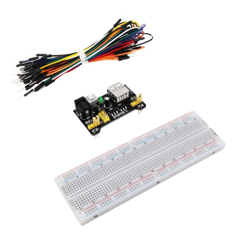  [AUSTRALIA] - DGZZI 1Set Electronics Fun Kit(1PCS Power Supply Module + 1PCS Solderless 830 tie-Points Breadboard + 65pcs Jumper Wire) for Arduino