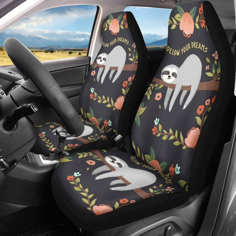  [AUSTRALIA] - Front Seat Covers 2 pcs,Vehicle Seat Protector Car Mat Covers, Fit for Sedan, SUV, Van (Sloth 1) Sloth 1