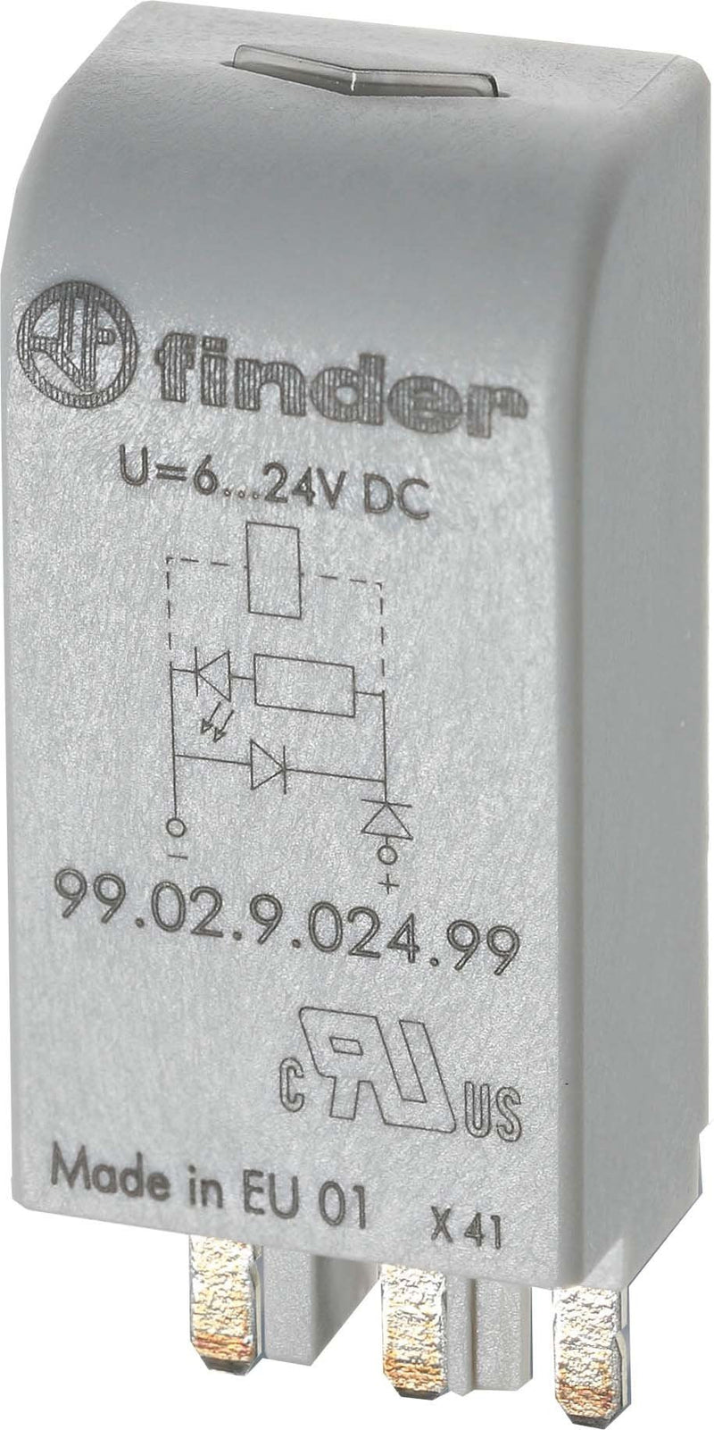  [AUSTRALIA] - FINDER EMC module 99.02.0.230.98 red + varistor plug-in module with green LED Plus 110-220 V AC/DC for socket 95.03/05, na 1