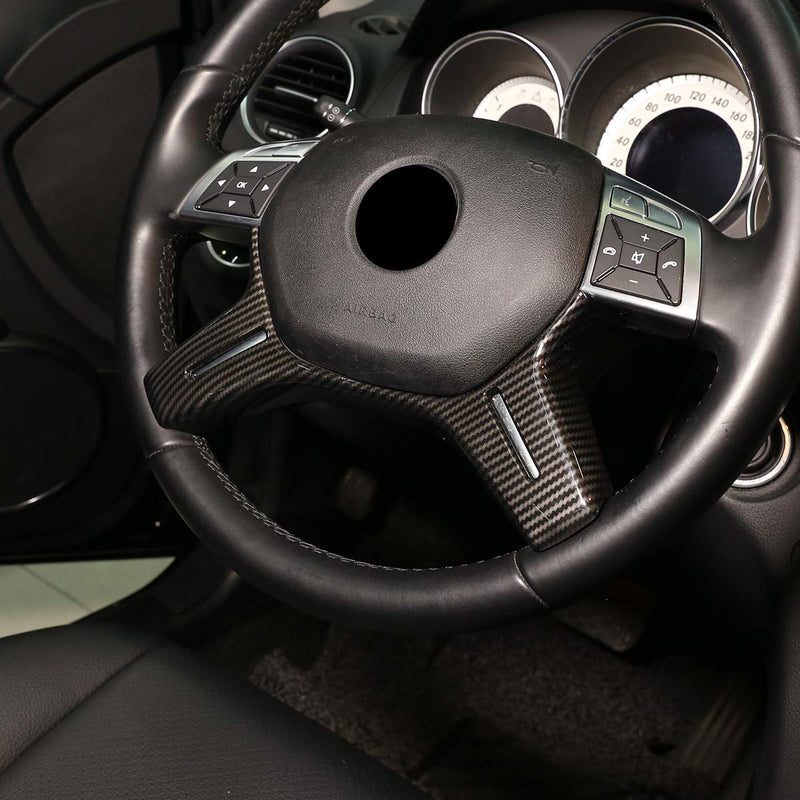 [AUSTRALIA] - YIWANG Carbon Fiber Style ABS Chrome Car Steering Wheel Decoration Cover for Mercedes Benz C Class W204 2011-2013,E Class 212 2014 2015,GL X166 2013-2016,ML 2012-2016 Auto Accessories (Carbon Fiber)