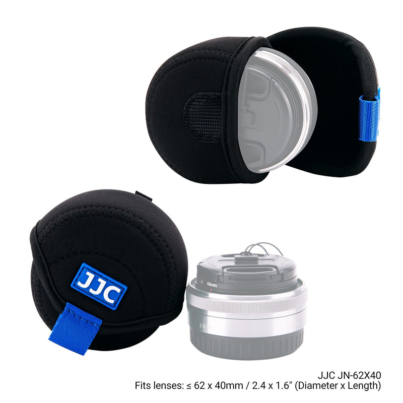  [AUSTRALIA] - JJC Water Resistant Neoprene Camera Lens Pouch Case, Fold-Over Lens Bag for Mirrorless Lenses Up to 2.4 x 1.6 (D X H) for Canon EF-M 22mm f/2, Sony E PZ 16-50mm f/3.5-5.6, Fujifilm XF27 f/2.8 etc. 2.4 x 1.6"