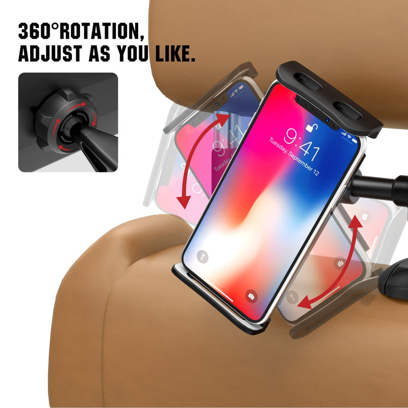  [AUSTRALIA] - MoKo Headrest Phone/Tablet Car Mount, Adjustable Tablet Holder for 4-11" Devices, Fit with 12 Pro Max / 12 Mini/ 11 Pro Max, iPhone SE, iPad Pro 11, Air 4 3, iPad 7th 8th 10.2, Galaxy S20 6.2" - Black