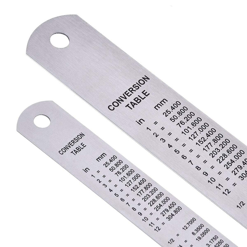  [AUSTRALIA] - Straight Rulers, Stainless Steel 6 and 12 Inches(15 and 30cm) Office Measuring Ruler Tool, 2 PCS