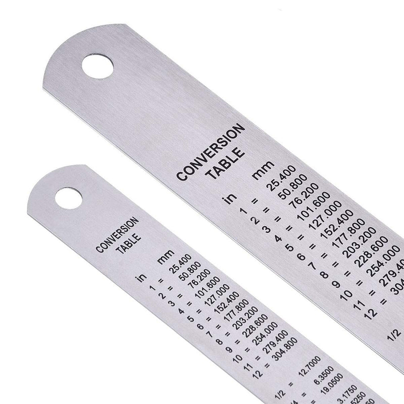  [AUSTRALIA] - 2 Pack Straight Rulers, Stainless Steel 6 and 12 Inches(15 and 30cm) Measuring Ruler Tool