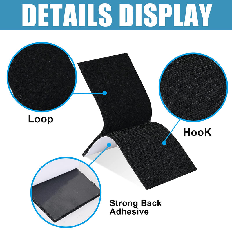  [AUSTRALIA] - Hook Loop Strips with Adhesive Square Hook and Loop Tape Heavy Duty Strips Sticky Back Fastener (Black, 1x4+2x4-14 Sets) Black